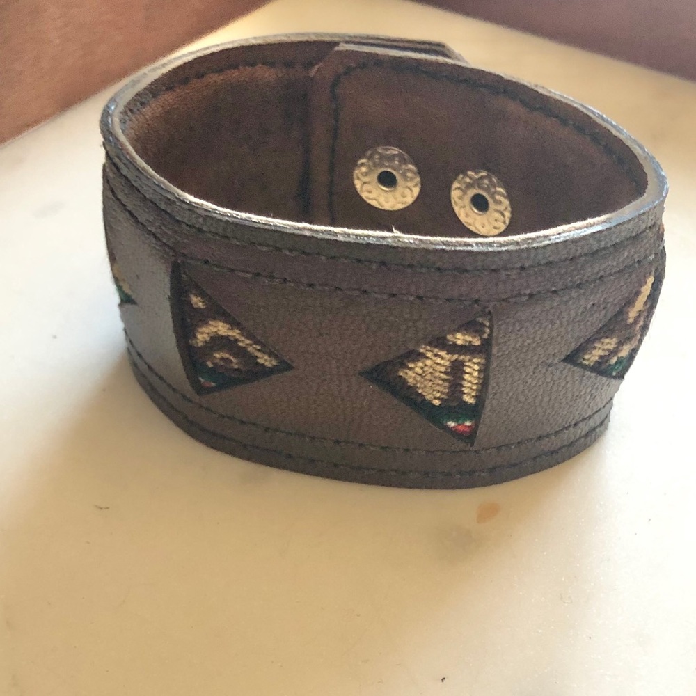 FINAL SALE:Leather and Arroyo Cloth Cuff